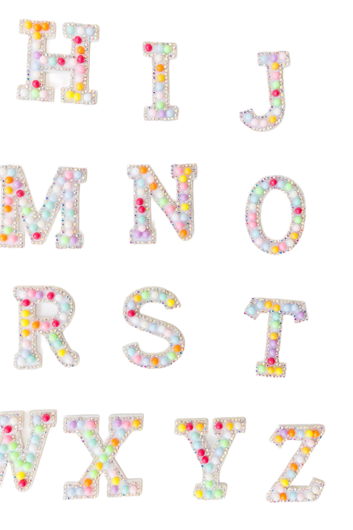Rainbow Radiance Pearl Iron-On Letters